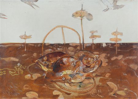 POSSENTI ANTONIO Lucca 11/01/1933Trappola per gabbiani, 1960-65olio su tela...