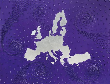 GUSMAROLI RICCARDO Milano 1963Europa argento, 2014barche di carta su tela e...