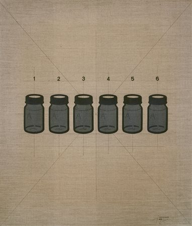 STEFANONI TINO Lecco (Co) 06/07/1937I flaconi, 1974tecnica mista su tela cm....