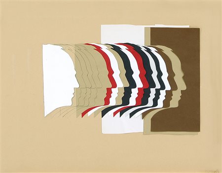 CEROLI MARIO Castelfrentano 1938Profilicollage e matita su cartone cm. 45x57,...