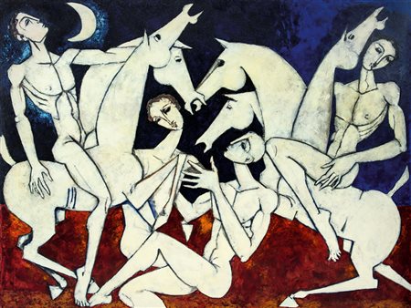 LANDI BRUNO Roma 23/03/1941Grande battaglia, 2007olio su tela cm. 150x200,...