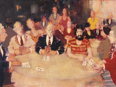 ROSELLI CARLO Milano 20/06/1939Partita a carteolio su tela applicata su...