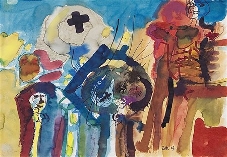 ZOTTI CARMELO Trieste 1933 - Treviso 16/05/2007Racconto, 1963tecnica mista su...