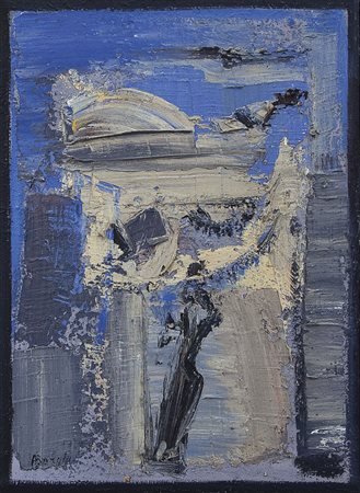 BORGHI ALFONSO Campegine (Re) 03/12/1944Davanti a un fiore azzurro,...