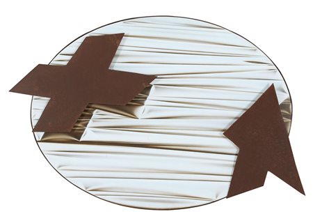 MARIANI UMBERTO Milano 16/11/1936Senza titolo: X con freccia, 1989acrilico su...