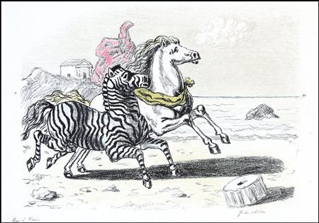 DE CHIRICO GIORGIO Volo (Grecia) 10/07/1888 - Roma 20/11/1978Zebra e cavallo,...