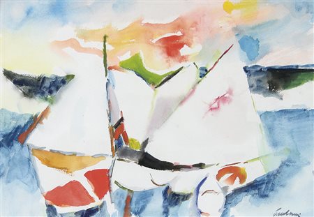 PAULUCCI ENRICO Genova 03/10/1901 - Torino 22/08/1999Vele, (1986)gouache su...