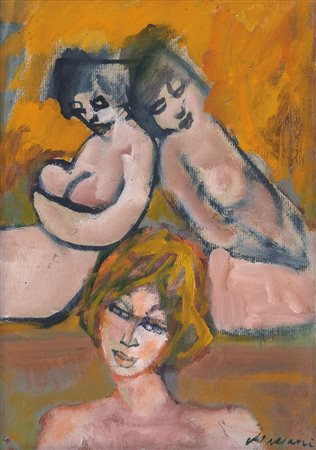 MACCARI MINO Siena 24/11/1898 - Roma 17/06/1989Figureolio su cartone cm....