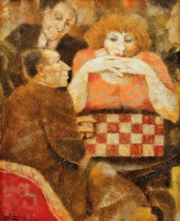 SQUILLANTINI REMO Stia (Ar) 1920 - Firenze 06/08/1996Partita a damaolio su...