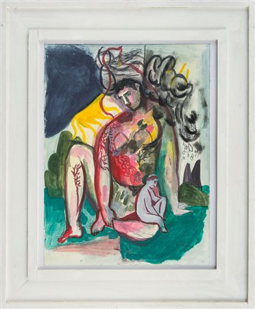 CHIA SANDRO Firenze 20/04/1946Padre e figliotecnica mista su cartoncino cm....