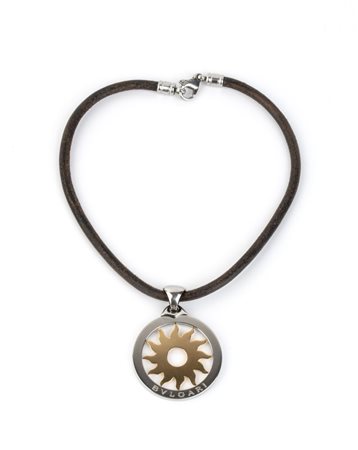 BULGARI  
Collezione "Tondo": girocollo con pendente in oro ed acciaio 
 