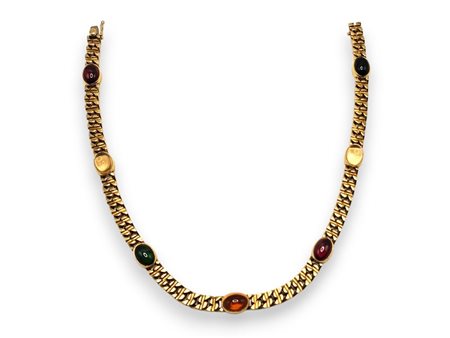 BULGARI  
Collana in oro giallo e pietre di colore Anni '80
 