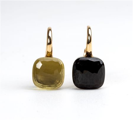 POMELLATO  
Collezione "Nudo": paio di orecchini in oro con granato e quarzo 
 