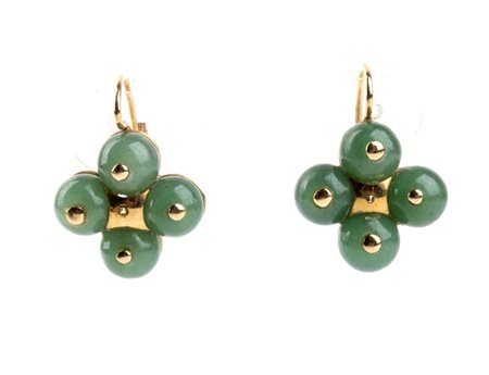  
Paio di orecchini in oro e quarzo avventurina        
 