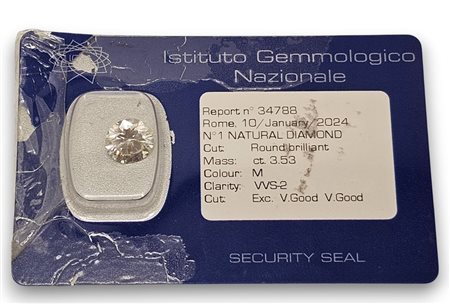  
Diamante da 3,53 ct in blister, certificato IGN 
 