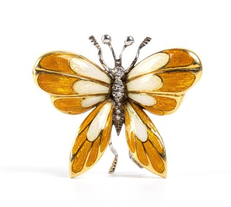  
Spilla in oro, smalti e diamanti        
 