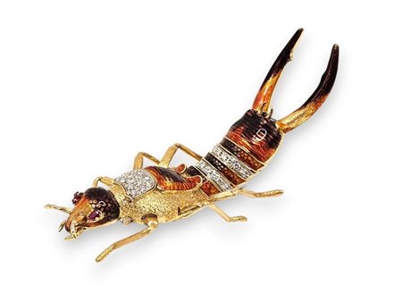  
Spilla insetto in oro, smalti e diamanti     Anni '60
 