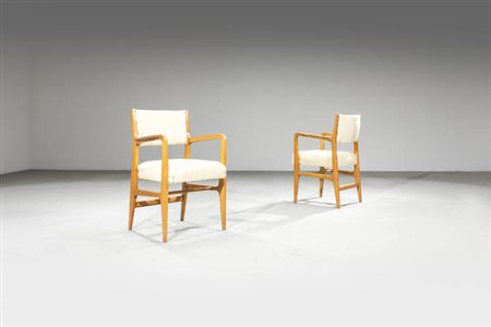 GIO PONTI<BR>Milano 1891 - 1979<BR>Coppia di poltroncine mod. 602