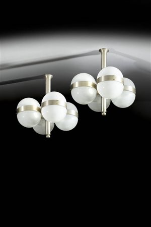 SERGIO MAZZA<BR>Coppia di lampade da sospensione mod.Tetraclio