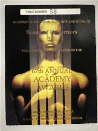 67th Annual Academy Awards Original 1995 Admission Ticket to