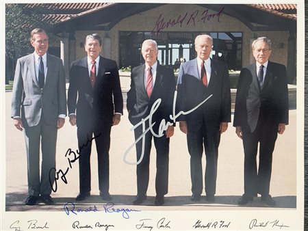 Four Presidents signed photo. GFA Authenticated