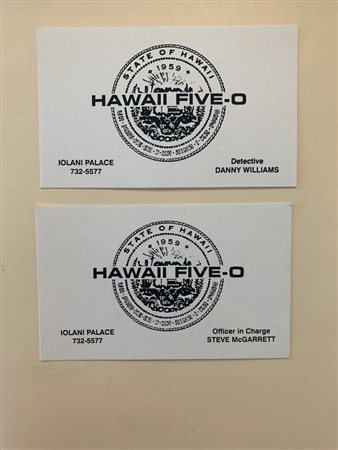 Hawaii Five-O TV prop business cards