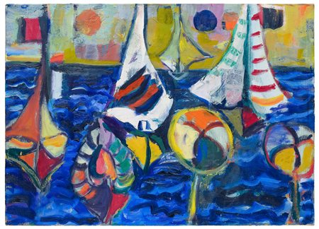 Roberto Poloni (1938)
Mare con barche a vela, 1974