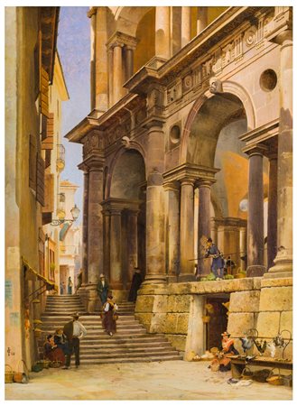 John O'Connor (1830 - 1889)
La basilica palladiana vista in scorcio da Piazza delle Erbe, 1882
