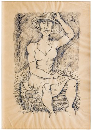 Giuseppe Migneco (1903 - 1997)
Donna seduta con cappello