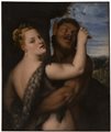 Tiziano Vecellio (1488 ca. - 1576), invenzione e finitura, e Simone Peterzano (1540-1599), esecuzione
Pan afferra una menade, 1550-1565 ca