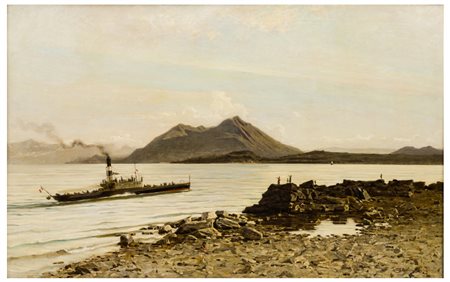 Filippo Carcano (1840 - 1914)
Il battello in partenza (Lago Maggiore), 1878 circa