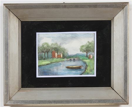 VELLANI MARCHI MARIO (1895 - 1979) Paesaggio. 1967. Tecnica mista su carta....