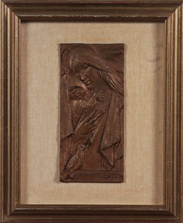 GUIDOTTI FERRUCCIO (1931 - 2012) Madonna con bambino. 1981. Bronzo. Cm 14,50...