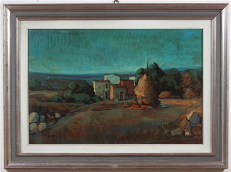 MAGGI GIAMPIETRO (n. 1934) Pesaggio toscano. 1972. Olio su tela . Cm 90,00 x...