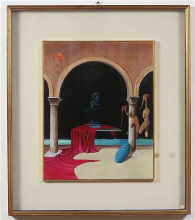 DE PIETRI ALBERTO (n. 1928) La testa incantata. Olio su tela . Cm 40,00 x...