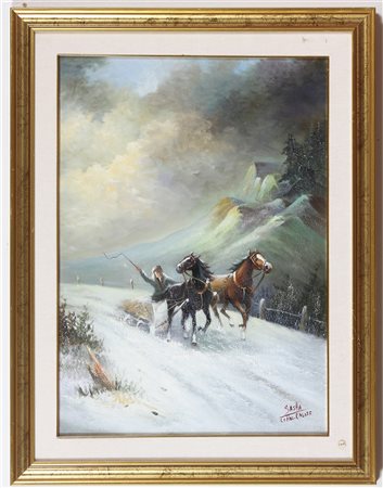 LOHNI ORLOFF SASHA (n. 1947) Scena Russa. Olio su tela . Cm 70,00 x 50,00....