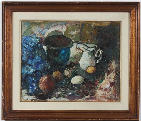 BUCCI MARIO (1903 - 1970) Natura morta. Olio su tela . Cm 70,00 x 50,00....