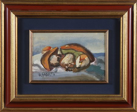 GAROSIO OTTORINO (1904 - 1980) Funghi. Olio su faesite. Cm 30,00 x 20,00....