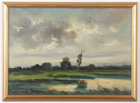 CAPUZZO MARIO (1902 - 1972) Palude. 1971. Olio su masonite. Cm 50,00 x 70,00....