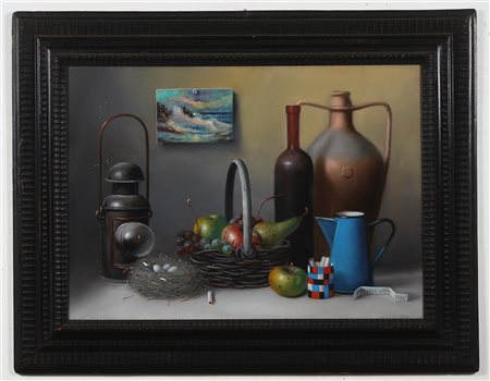 GROSSI PROFERIO (1923 - 2000) Natura morta. 1986. Olio su tela . Cm 70,00 x...