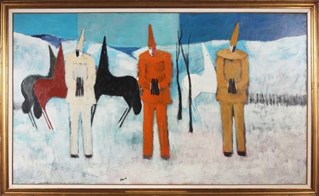 D'ACCARDI GIANRODOLFO (1906 - 1993) Maschere. Olio su tela . Cm 110,00 x...