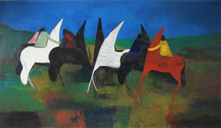 D'ACCARDI GIANRODOLFO (1906 - 1993) Cavalli. Olio su tela . Cm 110,00 x...