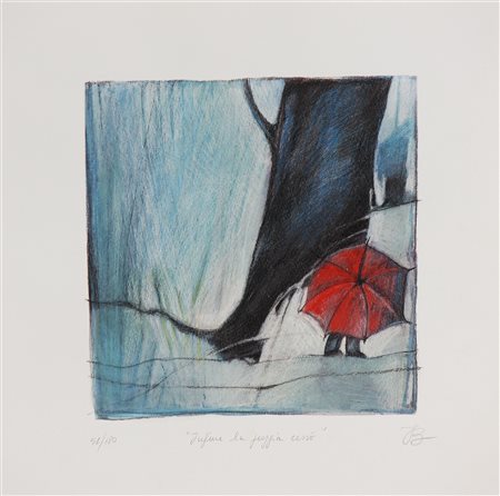 ANONIMO Infine la pioggia cessò. Litografia. . 51/50. Tiratura, firma e...