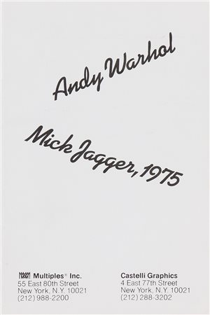 WARHOL ANDY (1928 - 1987) Mike Jagger, 1975. Serigrafia (cartella completa)....