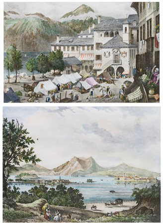 Johann Jakob Falkeisen (), da, e altro autore
Scorcio di Orta San Giulio con il Broletto e Veduta delle Isole Borromee