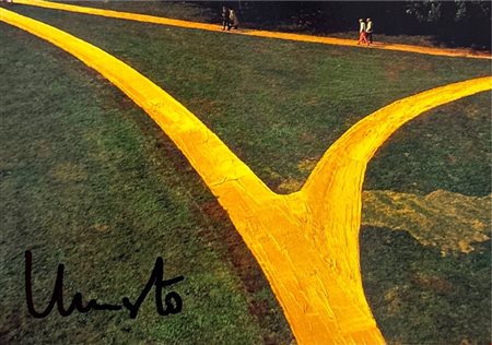 Christo Performance, Cartolina firmata a mano, 15,5x10,5 cm