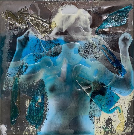 Rolando Pellini, Figura femminile, Tecnica mista su tela, 50x50 cm