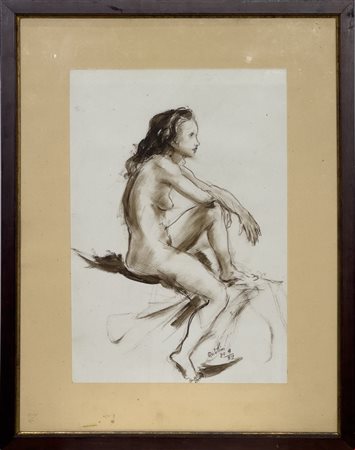 Giampiero Restellini, Figura femminile, 1953, Pastelli su carta, 42,5x29,5 cm