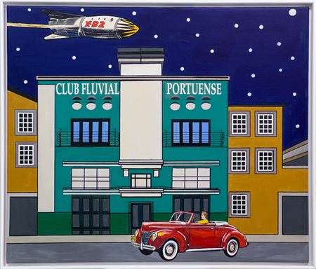 Giancarlo Montuschi, Club fluvial portuense, 2025, Acrilico su tela, 54x80...