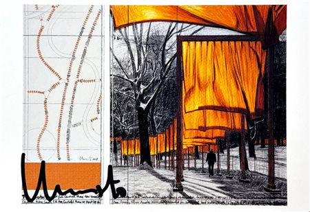 Christo, Performance, Cartolina firmata a mano,15,5x10,5 cm